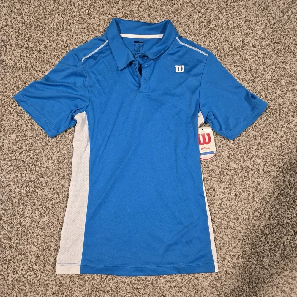 2011 Wilson Tennis Men's Polo Shirt Size XS NEW Deadstock Blue And White Perf - Picture 1 of 7